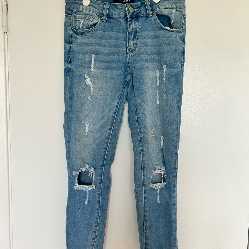 Wax Jean Light Blue Distressed Skinny Jeans